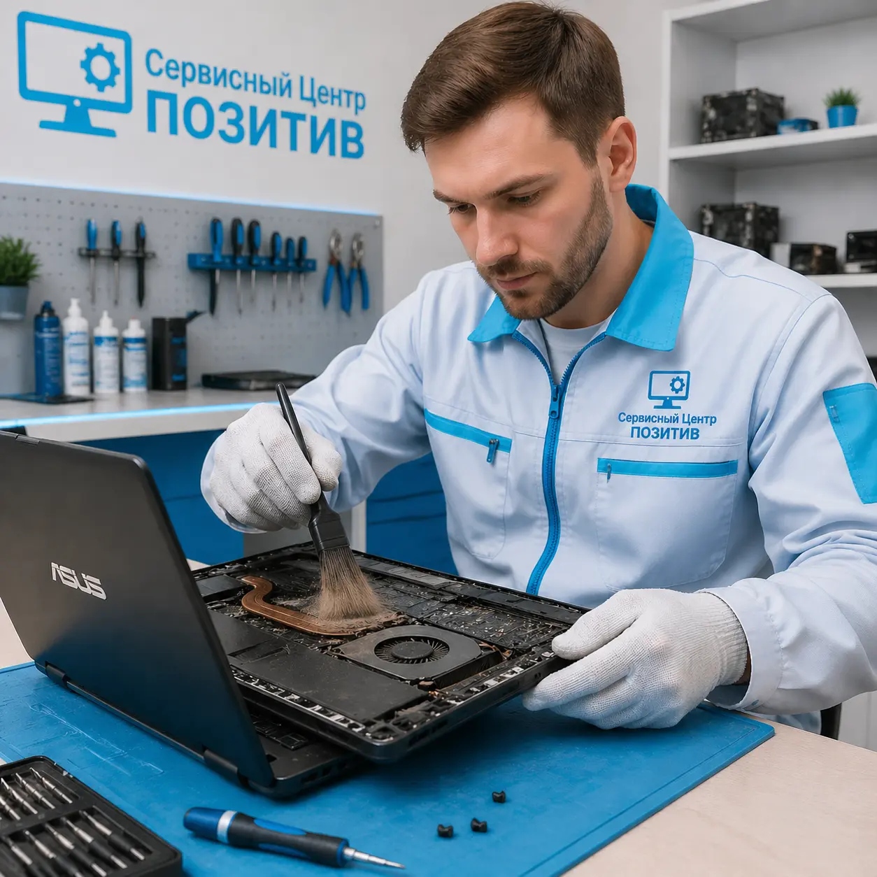 Чистка ноутбука Asus от пыли в Можайске | Замена термопасты